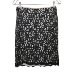 Diane von Furstenberg Black Lace Overlay Skirt - 6